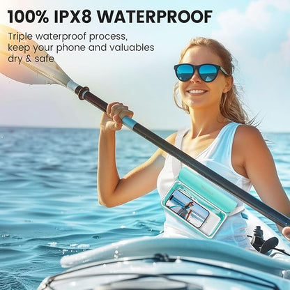 Niveaya IPX8 Waterproof Fanny Pack - 2 Pack, Floating Dry Bag Pouch, Phone Waterproof Waist Pouch Dry Bag, Beach, Kayaking, Swimming, Boat Essentials, for iPhone 17/16/15/14/13/12 Pro Max up to 9.5"