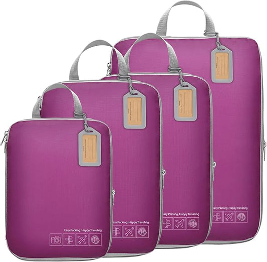 Cambond Compression Packing Cubes for Travel Women - Expandable Travel Bags Luggage Organizers Travel Essentials Compression Cubes for Travel Carry on Suitcases Organizer