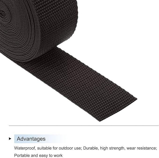 MECCANIXITY Lightweight Polypropylene Webbing Strap 1 1/2" 5 Yard Backpack Strapping Band Coffee for Outdoor Luggage Cargo Straps