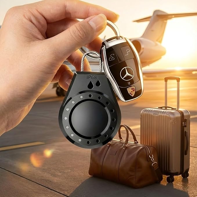 Air Tagholder Keychain Compatible with Apple Air Tag Waterproof Anti Theft Wire Cable Secure Case with Screw Lock for Luggage Keys Pet Collar Black