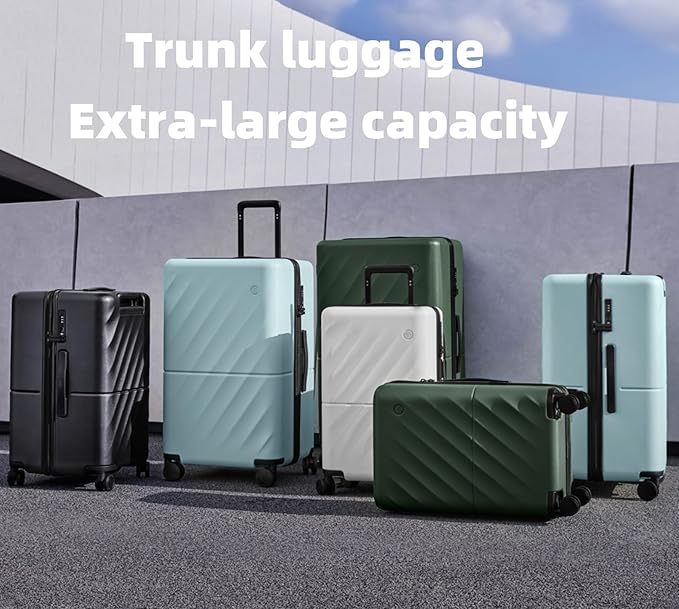 NINETYGO Trunk Luggage 24 Inch, Medium Checked Luggage with Double Spinner Wheels, Anti-Burst Zipper, Hard Case PC Suitcase, Lightweight Travel Luggage, TSA Approved (Slate Grey, Hudson)