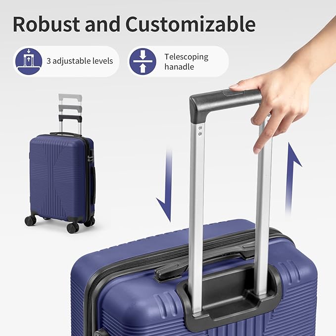Karl home Luggage Sets 5 Piece, PP Hard Case Suitcase Set with Built-in Lock Spinner Wheels, Lightweight Durable Carry on Luggage for Business Travel - Blue (12/16/20/24/28")