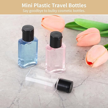 Lnrueg 100 Pcs 1 oz Travel Bottles - Hand Sanitizer Bottle Mini Clear Bottles with Flip Caps, Portable Empty Refillable Containers for Shower Gel, Face Creams, Body Lotions,Black