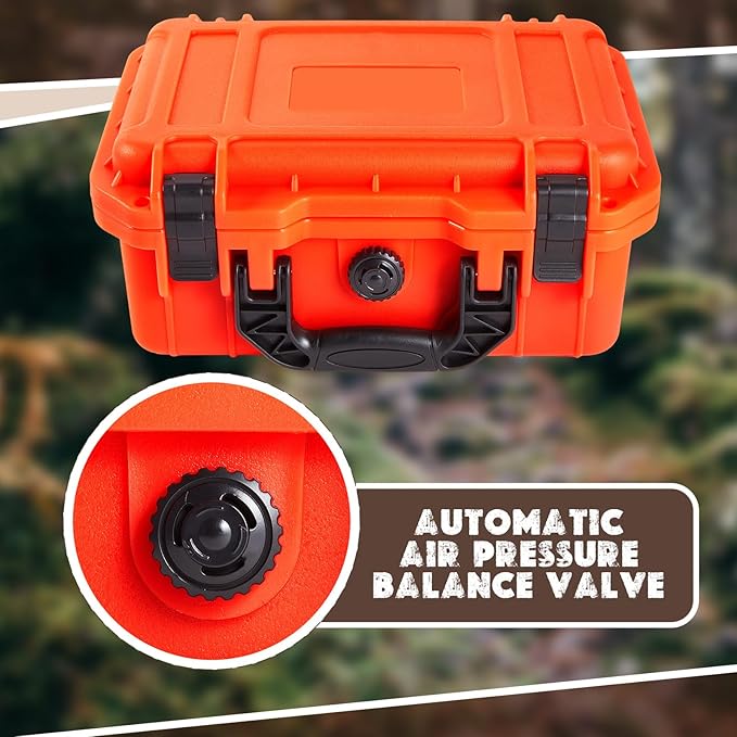 1 Pcs 14.3 x 11.4 x 4.5 Inch Waterproof Hard Case with DIY Customizable Foam Insert Portable Protective Case with Knife for Camera Drones Equipments Tools Test Instruments (Reddish Orange)