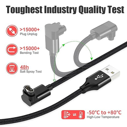 AGVEE 1.5ft Short Charger for Garmin Watch, L-Shape Charging Cable for Fenix, Forerunner, Vivoactive, Instinct, Venu, Tactix, Approach, D2, Quatix Series, Right Angle Braided, Black
