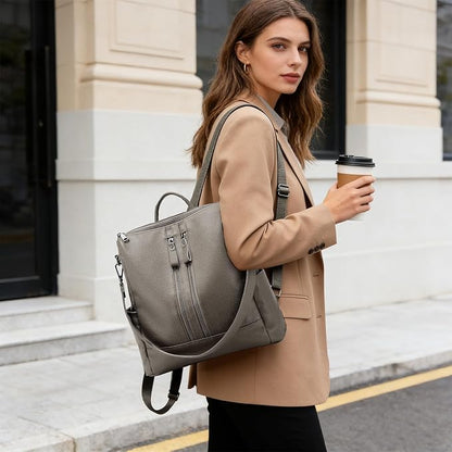 Genuine Leather Backpack Purse for Women: Fashion Ladies Convertible Backpack Designer Shoulder Handbag for Travel