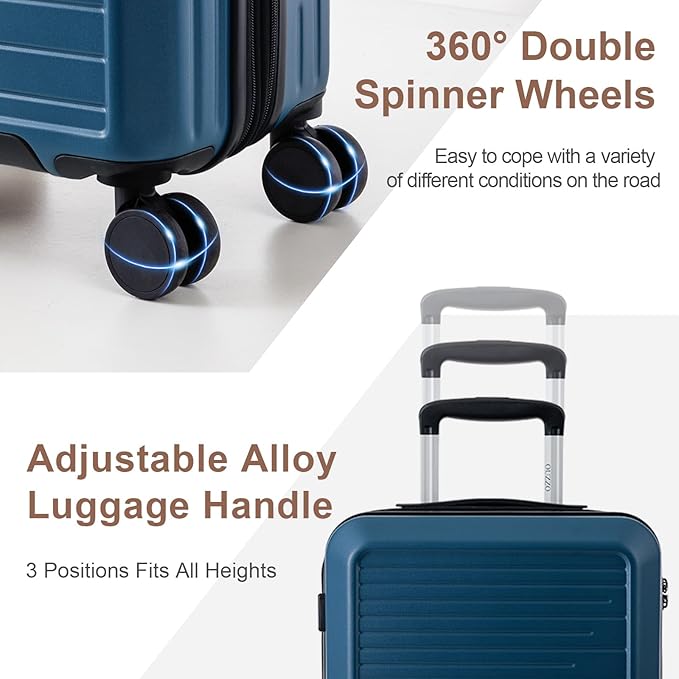 OUZZO Carry On Luggage with Spinner Wheels 19 Inch PC Expandable Hardshell Suitcases Lightweight Travel Luggage TSA Lock Business Trip (grey, carry on 19")