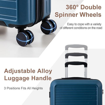 OUZZO Carry On Luggage with Spinner Wheels 19 Inch PC Expandable Hardshell Suitcases Lightweight Travel Luggage TSA Lock Business Trip (grey, carry on 19")