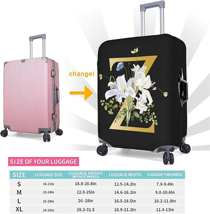 Decorative Z Suitcase Protectors Elastic Washable Luggage Covers With Concealed Zippers For 18-32 Inch Luggage (Size L: Fits 25-28 Inch)