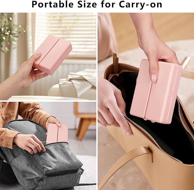 FYY Daily Pill Organizer,2 Pcs 7 Compartments Portable Pill Case Travel,Folding Design Pill Box for Purse Pocket to Hold Vitamins,Cod Liver Oil,Supplements and Medication-Pink