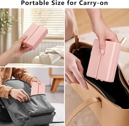 FYY Daily Pill Organizer,2 Pcs 7 Compartments Portable Pill Case Travel,Folding Design Pill Box for Purse Pocket to Hold Vitamins,Cod Liver Oil,Supplements and Medication-Pink