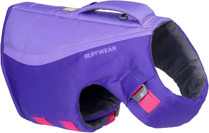 Ruffwear, Float Coat Dog Life Jacket, Premium Buoyancy Swim Vest with Lift Handle, Secure Fit & Reflective Trim, Adjustable Flotation for Swimming, Boating, & Outdoor Adventures, Purple Lily, Medium