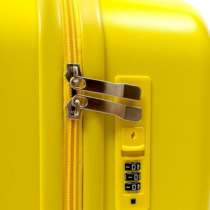 18-Inch Kids Ride-On Suitcase - Cute Lightweight Trolley Luggage with 4 Silent Spinner Wheels & Lock for Travel - Perfect for Ages 3-6 (Yellow)