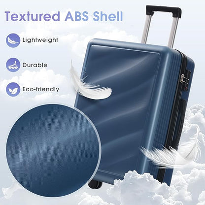 Merax Luggage Set 3 Piece, Lightweight Durable ABS Suitcases with Spinner Wheels and TSA Lock, Carry-on & Checked Travel Luggage