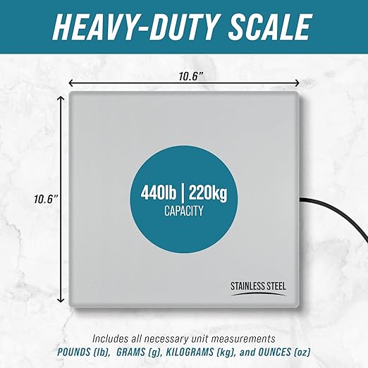 Smart Weigh Digital Postal Shipping Scale, Heavy Duty, 440 lb Capacity, 6 oz Readability, Hold & Tare Function, Stainless Steel Platform