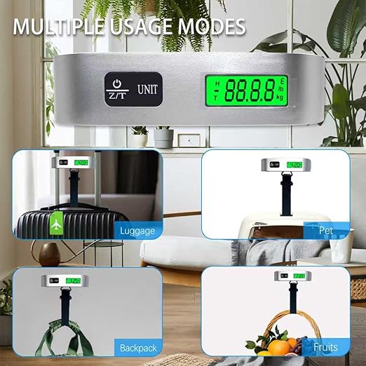 Luggage Scale, Portable Luggage Weight Scale with 2 Luggage Tags, LCD Weight Display and 4 Unit Switching Functions, 110lb Luggage Scale Travel Digital for Luggage, Travel,Backpacks, Handbags(Sliver)
