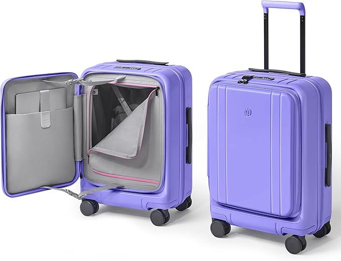 NINETYGO Carry On Luggage 22x14x9 Airline Approved, Top Opening Luggage 20 Inch Suitcase, Expandable, PC Hard Shell, Larger Capacity Carryon, TSA Lock, 360° Spinner Wheels (Purple)