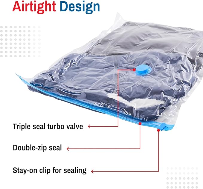 Spacesaver 8 Pack Medium Vacuum Storage Bags for Comforters, Blankets & Clothes – Vacuum Sealed Compression Bags with Hand Pump – Space Saver Storage Bags for Bedding, Moving, Travel & Organization