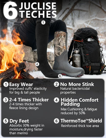 Alpaca Wool Heavyweight 15-25 mmHg Knee High Compression Support Socks Thick Winter Thermal Warm Soft Travel Flying