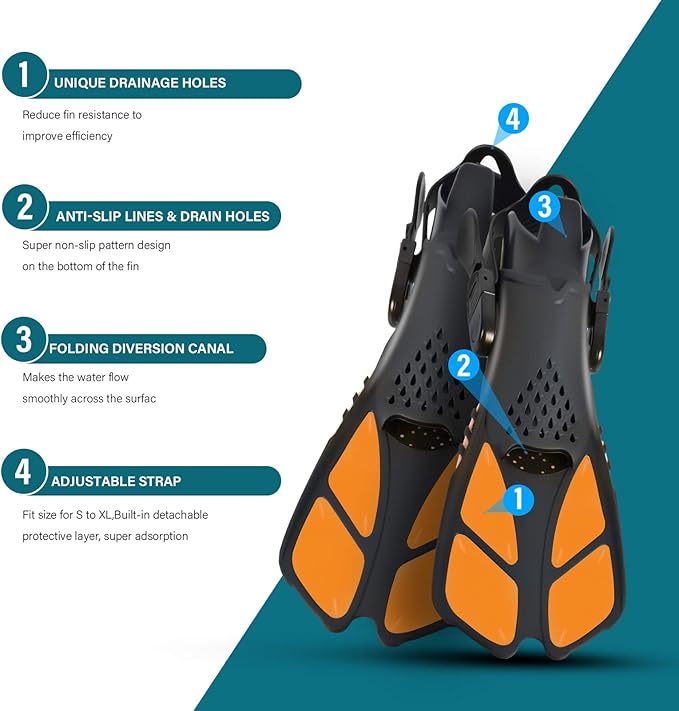 Kids Snorkeling Set Children Mask Fin Snorkel Set Snorkeling Gear Snorkel Mask + Adjustable Swimming Kids Flippers+ Dry Snorkel Tube + Travel Bags
