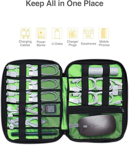 Luxtude Travel Cable Organizer Bag, Flat Cord Organizer Case, Travel Essentials for Wire/Cord/Charger/Cable Storage/Tech Accessories/Tech Gifts