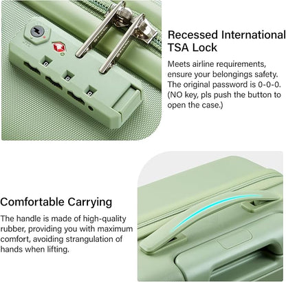 Hanke 28 Inch Luggage with Spinner Wheels Large Travel Suitcase Tsa Hard Case Luggage for Women Men Rolling Checked Luggages(Bamboo Green)