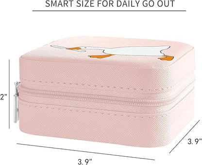 MAYCARI Jewelry Box with Cute Duck Pattern Design, PU Leather Jewelry Travel Organizer Case-Rings/Earrings/Necklace Storage Box for Women Birthday Mom Friends Her Bridesmaids Girls s