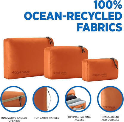 Eagle Creek Pack-It Isolate Cube Set - Packing Cubes for Stackable Storage - Convenient Top Handle - Easy Grab Zipper Pull - Mandarin - XS/S/M - 3