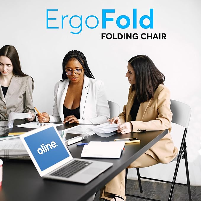 Oline Folding Chair, Indoor Outdoor Plastic Commercial Stackable Foldable Guest Chairs for Events Office Wedding Party Picnic Kitchen Dining, 350lb Capacity (White, 1 Pack)