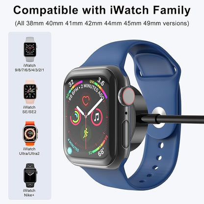 2Pack Upgraded for Apple Watch Charger USB Magnetic Wireless Fast iWatch Charger Portable Compatible with iWatch Ultra/Series 9/8/7/6/SE/SE2/5/4/3/2/1-[3.3FT/Black]