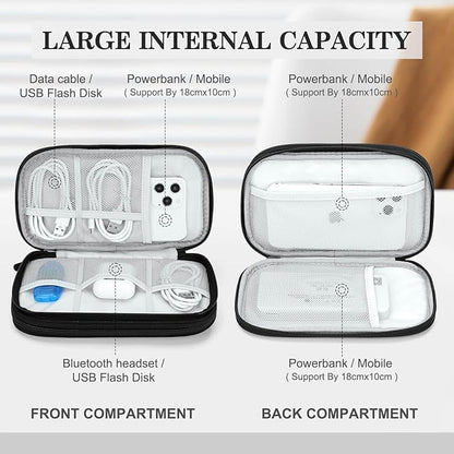 FYY Electronic Organizer, Travel Cable Organizer Bag Pouch Electronic Accessories Carry Case Portable Waterproof Double Layers All-in-One Storage Bag for Cable, Cord, Charger, Phone,-Pattern Black(M)