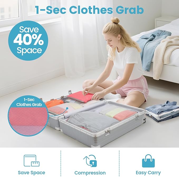 Cambond Compression Packing Cubes for Travel Women - Expandable Travel Bags Luggage Organizers Travel Essentials Compression Cubes for Travel Carry on Suitcases Organizer