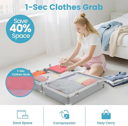 Cambond Compression Packing Cubes for Travel Women - Expandable Travel Bags Luggage Organizers Travel Essentials Compression Cubes for Travel Carry on Suitcases Organizer