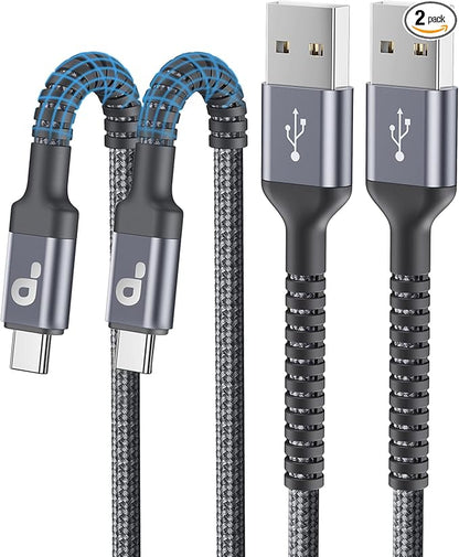 USB C Cable 10FT, 2Pack Long USB A to USB C Charger Cables, iPhone USBC Cable 3A Fast Charging Upgraded Extra Durable Braided USBC Cord Compatible with iPhone 17 16 15 Pro Max/Samsung Galaxy S23