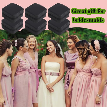 Travel Jewelry Case Bridesmaid Gifts Box,6 Pack Small Jewelry Box Mini Jewelry Organizer,PU Leather Portable Earring Storage Box for Women Girls Bridesmaid Proposal Gifts