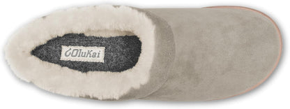 OLUKAI Mani Women's Leather Mule Slippers, Soft & Comfortable Slippers with Fleece Lining, Thick Rubber Outsole, All-Day Wear