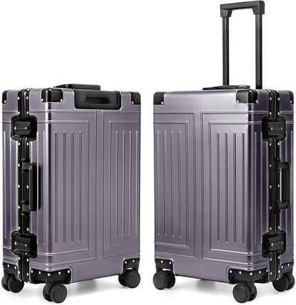 All Aluminum Carry On Luggage，Cut from Whole Aluminum Sheet，22x14x9 Airline Approved ，（3rd Generation，Premium Metal zipperless suitcase ） (grey, 24inch)