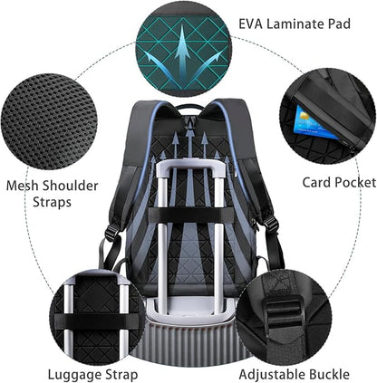 hk Backpack for Men Business Slim Backpack with USB Charger Computer Lightweight Anti-theft Travel Backpacks 17.3 inch Water Resistant Laptop Bag for Work Office College-Black
