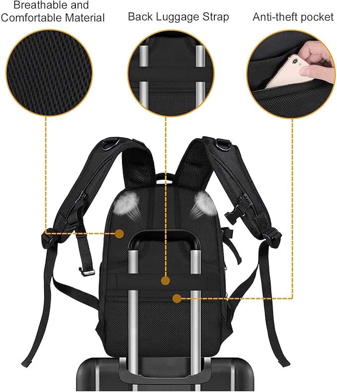 MOSISO Camera Backpack,DSLR/SLR/Mirrorless Photography Camera Bag Full Open Waterproof Hardshell Bag with Insert&Tripod Holder&Laptop Compartment Compatible with Canon/Nikon/Sony, Black
