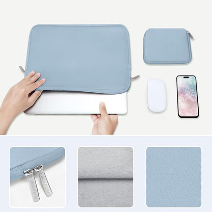 MOSISO Laptop Case 13.3 inch, 13-13.3 inch Laptop Sleeve Bag Compatible with MacBook Air/Pro 13/Pro 14 M5 M4 M3 M2 M1, HP Dell ASUS Lenovo, Neoprene Computer Sleeve Bag with Small Case, Airy Blue