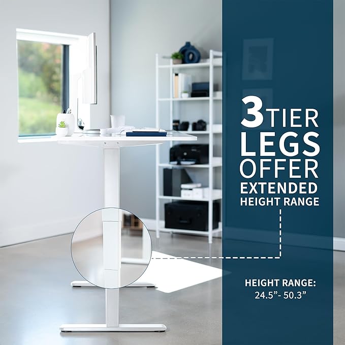 VIVO Electric Dry Erase 71 x 30 in Dual Motor Sit Stand Desk, Memory Height Adjustment, 2B Series, Whiteboard Top White Frame, DESK-KIT-2W7WE