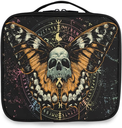 MNSRUU Women Makeup Bag Mysterious Skull Horoscope Death Moth Butterfly Makeup Bag Organizer Travel Cosmetic Bag for Teenage Girl Clear Make Up Bags with Zipper