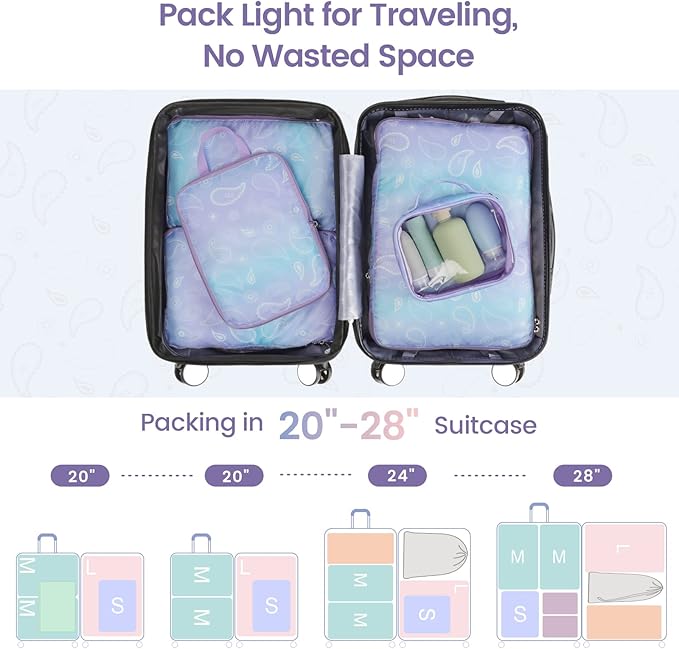 Cambond Compression Packing Cubes for Travel Women - Expandable Travel Bags Luggage Organizers Travel Essentials Compression Cubes for Travel Carry on Suitcases Organizer