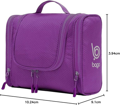 Bago Travel Toiletry Bag for Women and Men - Large Waterproof Hanging Toiletry Bag for Bathroom and Travel Bag for Toiletries Organizer (Purple)