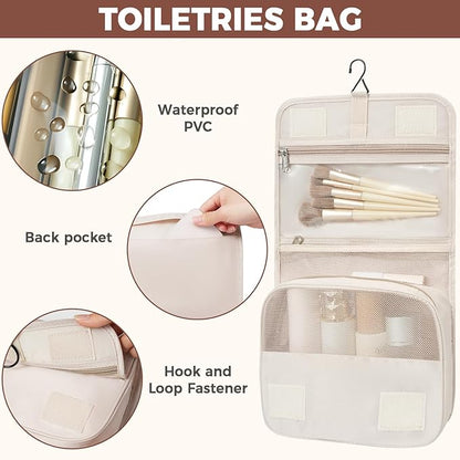 BAGAIL 4 Set/6 Set/8 Set Compression Packing Cubes Travel Accessories Expandable Packing Organizers (Half Mesh, 8-Beige)