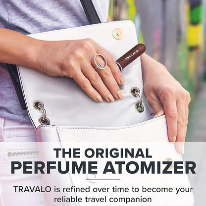 Travalo Classic HD Perfume Atomizer - Leak-Proof and TSA Approved for Air Travel - Reusable, Airtight, Easy-Fill Mini Pump Sprayer - Lightweight, Elegant Design w/Volume Window - Brown 0.17oz