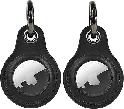 2 Pack Tusks Land Genuine Leather for AirTag Holder, Compatible with Apple AirTag, Anti-Loss Tracker Case for Dogs, Cats, Pets, Keys, Bags, Luggage, Durable & Stylish Accessory