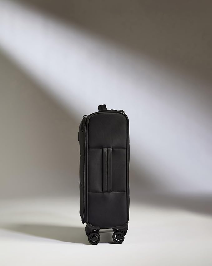 ANTLER - Soft Stripe Carry On Luggage 22x14x9 Airline Approved - Cabin Suitcase with Expander, Adjustable Handle, 4 Spinner Wheels, Lightweight, TSA Lock - Recycled Polyester Luggage - Black