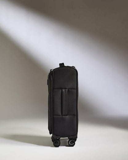 ANTLER - Soft Stripe Carry On Luggage 22x14x9 Airline Approved - Cabin Suitcase with Expander, Adjustable Handle, 4 Spinner Wheels, Lightweight, TSA Lock - Recycled Polyester Luggage - Black