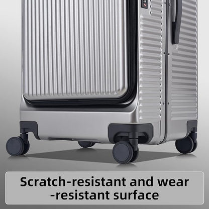 2 pieces 20/29 Aluminum Frame Carry On and Checked Luggage Set with Side Opening,Lightweight Hardshell ABS+PC Trunk Suitcase with TSA Lock,360° Universal Wheels & Adjustable Handle,Dark Gray